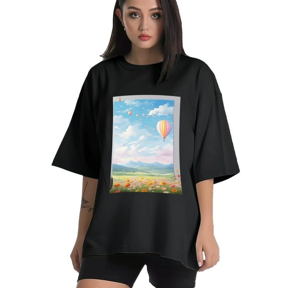 Plus Size Shirt for Women Black Tops for Women Short Sleeves Shirt for Women Balloon T Shirt Crewneck Shirt for Women XL