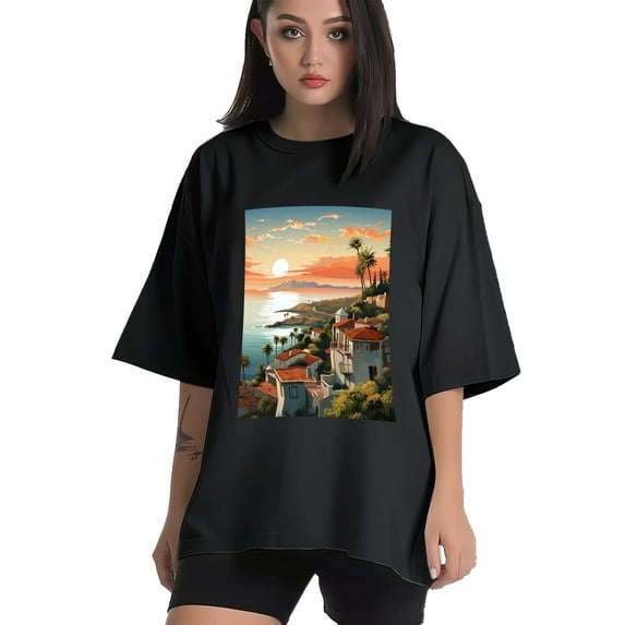 Plus Size Shirt for Women Black Tops for Women Short Sleeves Shirt for Women Beach T Shirt Crewneck Shirt for Women XL