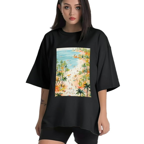 Plus Size Shirt for Women Black Tops for Women Short Sleeves Shirt for Women Beach T Shirt Crewneck Shirt for Women XL