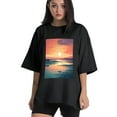 thumbnail image 1 of Plus Size Shirt for Women Black Tops for Women Short Sleeves Shirt for Women Beach1 T Shirt Oversized Shirt for Women S, 1 of 5