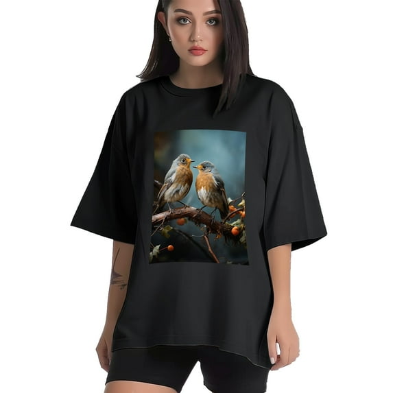 Plus Size Shirt for Women Black Tops for Women Short Sleeves Shirt for Women Bird3 T Shirt Crewneck Shirt for Women 4XL