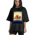 thumbnail image 1 of Plus Size Shirt for Women Black Tops for Women Short Sleeves Shirt for Women Branches 2 T Shirt Crewneck Shirt for Women 2XL, 1 of 5