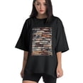 thumbnail image 1 of Plus Size Shirt for Women Black Tops for Women Short Sleeves Shirt for Women Brick Wall T Shirt Oversized Shirt for Women S, 1 of 5