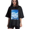 thumbnail image 1 of Plus Size Shirt for Women Black Tops for Women Short Sleeves Shirt for Women Bule Sky2 T Shirt Crewneck Shirt for Women 5XL, 1 of 5
