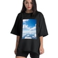 thumbnail image 1 of Plus Size Shirt for Women Black Tops for Women Short Sleeves Shirt for Women Bule Sky3 T Shirt Crewneck Shirt for Women 2XL, 1 of 5