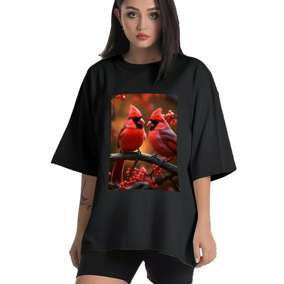 Plus Size Shirt for Women Black Tops for Women Short Sleeves Shirt for Women Cardinal 2 T Shirt Crewneck Shirt for Women 4XL