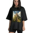 thumbnail image 1 of Plus Size Shirt for Women Black Tops for Women Short Sleeves Shirt for Women Castle (21） T Shirt Crewneck Shirt for Women 5XL, 1 of 5