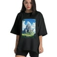 thumbnail image 1 of Plus Size Shirt for Women Black Tops for Women Short Sleeves Shirt for Women Castle (57） T Shirt Crewneck Shirt for Women XS, 1 of 5