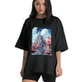 thumbnail image 1 of Plus Size Shirt for Women Black Tops for Women Short Sleeves Shirt for Women Castle (71） T Shirt Crewneck Shirt for Women 4XL, 1 of 5