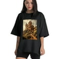 thumbnail image 1 of Plus Size Shirt for Women Black Tops for Women Short Sleeves Shirt for Women Castle (92） T Shirt Crewneck Shirt for Women 2XL, 1 of 5