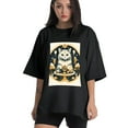 thumbnail image 1 of Plus Size Shirt for Women Black Tops for Women Short Sleeves Shirt for Women Cat T Shirt Crewneck Shirt for Women 2XL, 1 of 5