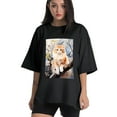 thumbnail image 1 of Plus Size Shirt for Women Black Tops for Women Short Sleeves Shirt for Women Cats T Shirt Crewneck Shirt for Women XL, 1 of 5
