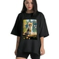 thumbnail image 1 of Plus Size Shirt for Women Black Tops for Women Short Sleeves Shirt for Women Cats T Shirt Oversized Shirt for Women S, 1 of 5