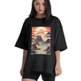 thumbnail image 1 of Plus Size Shirt for Women Black Tops for Women Short Sleeves Shirt for Women Chinese Landscape4 T Shirt Crewneck Shirt for Women 5XL, 1 of 5