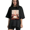 thumbnail image 1 of Plus Size Shirt for Women Black Tops for Women Short Sleeves Shirt for Women Coffee T Shirt Crewneck Shirt for Women XL, 1 of 5