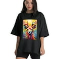 thumbnail image 1 of Plus Size Shirt for Women Black Tops for Women Short Sleeves Shirt for Women Colorful Deer T Shirt Oversized Shirt for Women S, 1 of 5