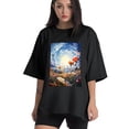 thumbnail image 1 of Plus Size Shirt for Women Black Tops for Women Short Sleeves Shirt for Women Colorful Flowers2 T Shirt Crewneck Shirt for Women XS, 1 of 5