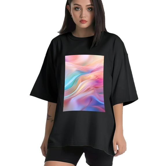 Plus Size Shirt for Women Black Tops for Women Short Sleeves Shirt for Women Corrugation1 T Shirt Crewneck Shirt for Women 2XL