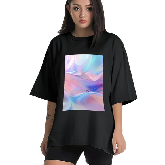 Plus Size Shirt for Women Black Tops for Women Short Sleeves Shirt for Women Corrugation2 T Shirt Crewneck Shirt for Women 2XL