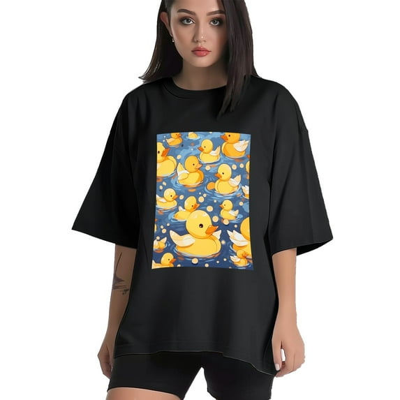 Plus Size Shirt for Women Black Tops for Women Short Sleeves Shirt for Women Cute Ducks T Shirt Oversized Shirt for Women S