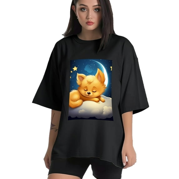 Plus Size Shirt for Women Black Tops for Women Short Sleeves Shirt for Women Cute Puppy T Shirt Crewneck Shirt for Women XL