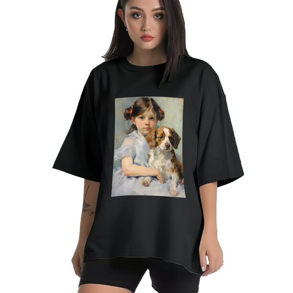 Plus Size Shirt for Women Black Tops for Women Short Sleeves Shirt for Women Dog T Shirt Oversized Shirt for Women S