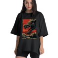 thumbnail image 1 of Plus Size Shirt for Women Black Tops for Women Short Sleeves Shirt for Women Dragon And Moon T Shirt Crewneck Shirt for Women XL, 1 of 5