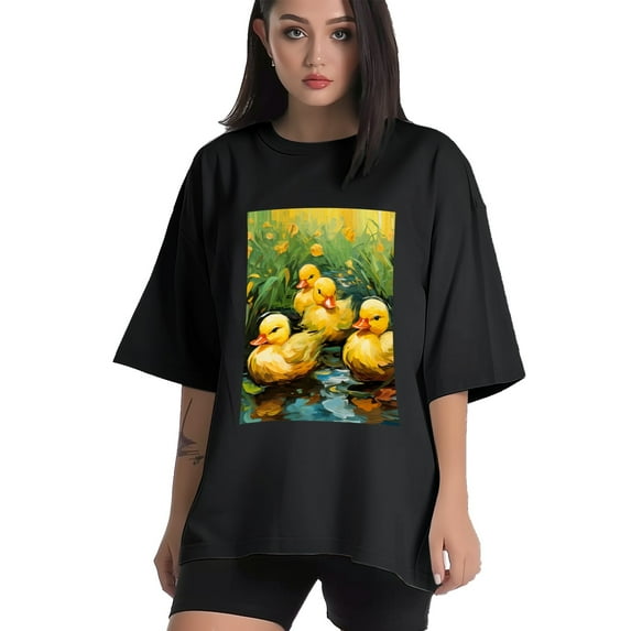 Plus Size Shirt for Women Black Tops for Women Short Sleeves Shirt for Women Duck T Shirt Crewneck Shirt for Women XL