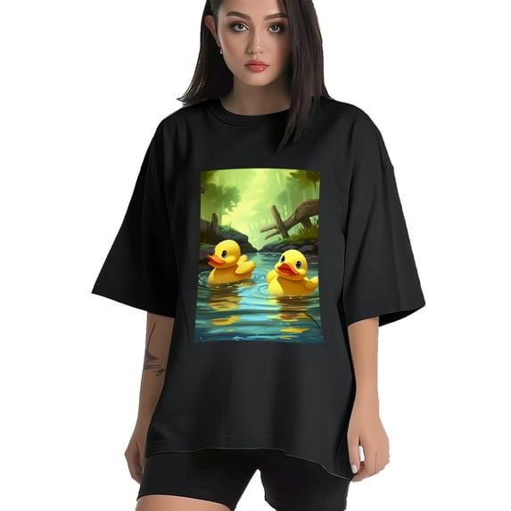 Plus Size Shirt for Women Black Tops for Women Short Sleeves Shirt for Women Duck T Shirt Crewneck Shirt for Women XL