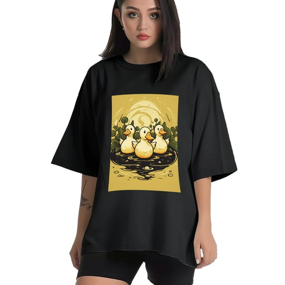 Plus Size Shirt for Women Black Tops for Women Short Sleeves Shirt for Women Duck T Shirt Crewneck Shirt for Women XL
