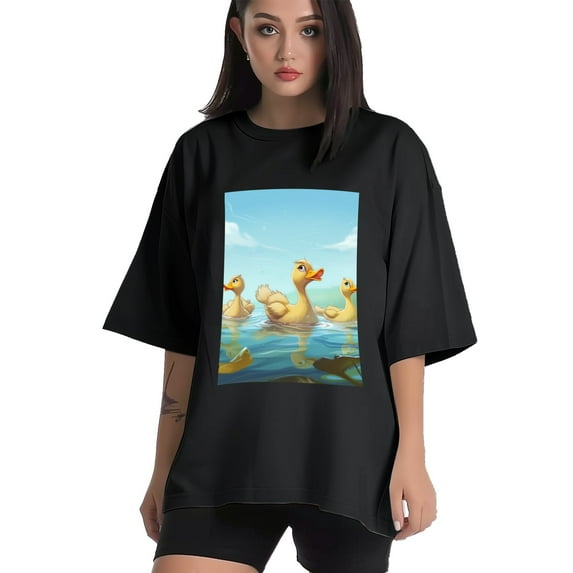 Plus Size Shirt for Women Black Tops for Women Short Sleeves Shirt for Women Duck T Shirt Crewneck Shirt for Women XL