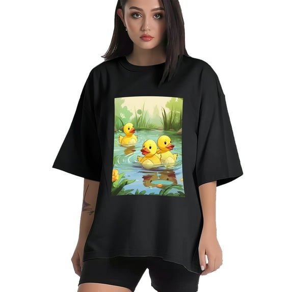 Plus Size Shirt for Women Black Tops for Women Short Sleeves Shirt for Women Duck T Shirt Crewneck Shirt for Women XL