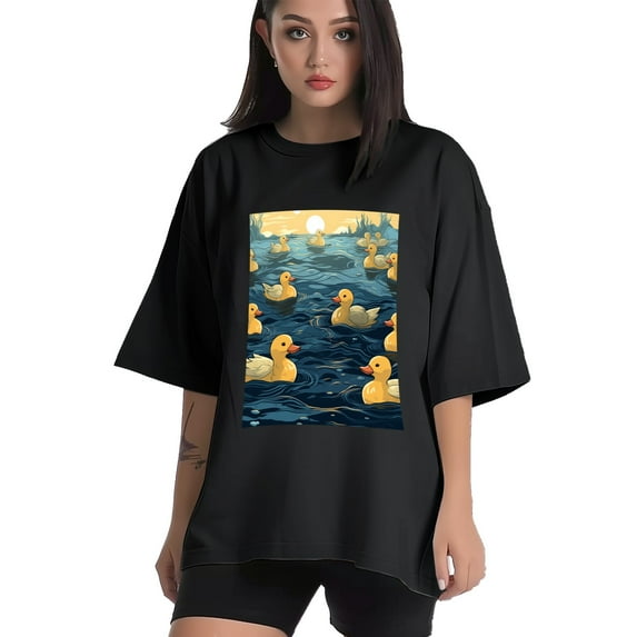 Plus Size Shirt for Women Black Tops for Women Short Sleeves Shirt for Women Duck T Shirt Crewneck Shirt for Women XS