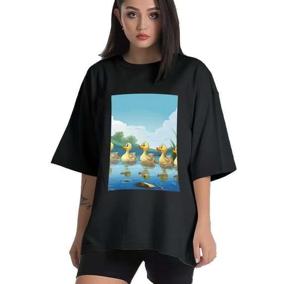 Plus Size Shirt for Women Black Tops for Women Short Sleeves Shirt for Women Duck T Shirt Oversized Shirt for Women S