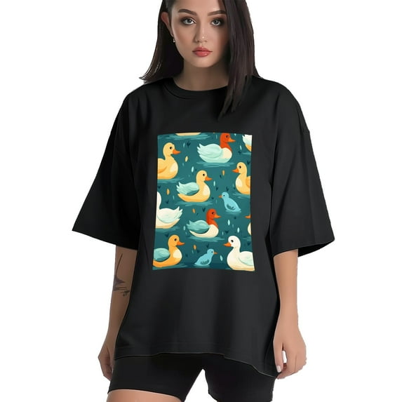 Plus Size Shirt for Women Black Tops for Women Short Sleeves Shirt for Women Duck T Shirt Oversized Shirt for Women S