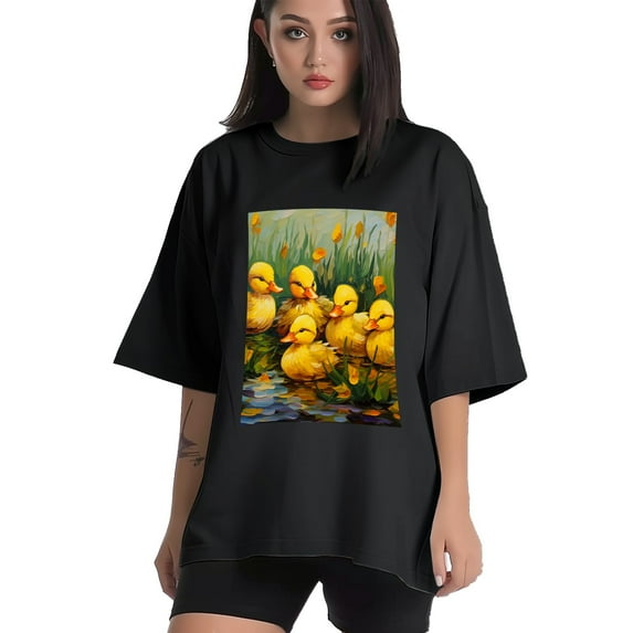 Plus Size Shirt for Women Black Tops for Women Short Sleeves Shirt for Women Duck T Shirt Oversized Shirt for Women S
