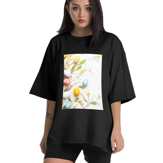 Plus Size Shirt for Women Black Tops for Women Short Sleeves Shirt for Women Easter 127 T Shirt Oversized Shirt for Women S