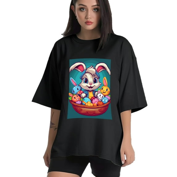 Plus Size Shirt for Women Black Tops for Women Short Sleeves Shirt for Women Easter 135 T Shirt Crewneck Shirt for Women 4XL