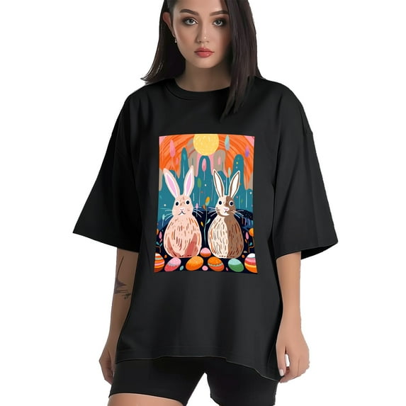 Plus Size Shirt for Women Black Tops for Women Short Sleeves Shirt for Women Easter 140 T Shirt Crewneck Shirt for Women 2XL