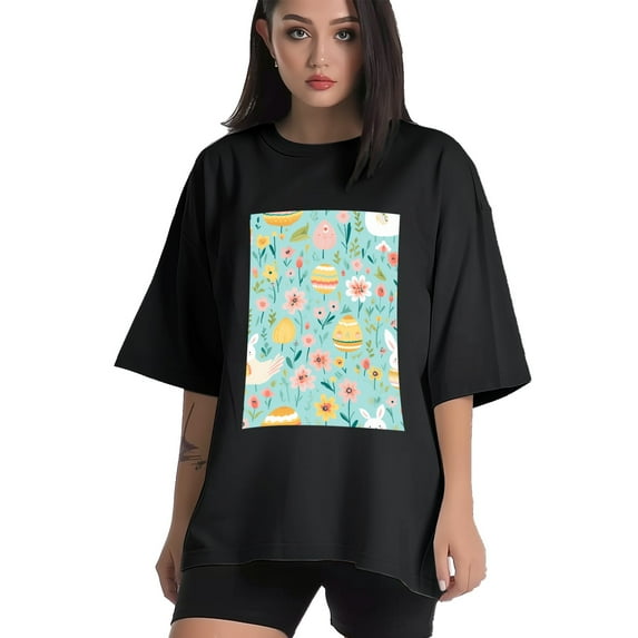 Plus Size Shirt for Women Black Tops for Women Short Sleeves Shirt for Women Easter 146 T Shirt Crewneck Shirt for Women 5XL