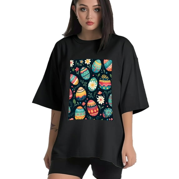 Plus Size Shirt for Women Black Tops for Women Short Sleeves Shirt for Women Easter 188 T Shirt Oversized Shirt for Women S