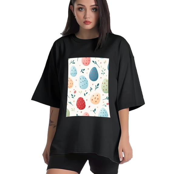 Plus Size Shirt for Women Black Tops for Women Short Sleeves Shirt for Women Easter 203 T Shirt Crewneck Shirt for Women 2XL