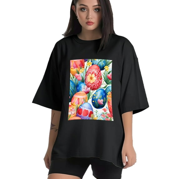 Plus Size Shirt for Women Black Tops for Women Short Sleeves Shirt for Women Easter 215 T Shirt Crewneck Shirt for Women XL