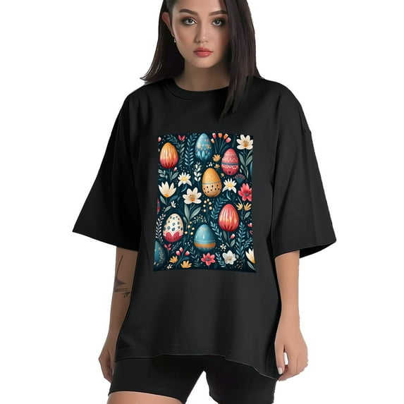 Plus Size Shirt for Women Black Tops for Women Short Sleeves Shirt for Women Easter 227 T Shirt Oversized Shirt for Women S