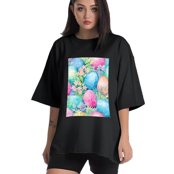 Plus Size Shirt for Women Black Tops for Women Short Sleeves Shirt for Women Easter 251 T Shirt Crewneck Shirt for Women 4XL