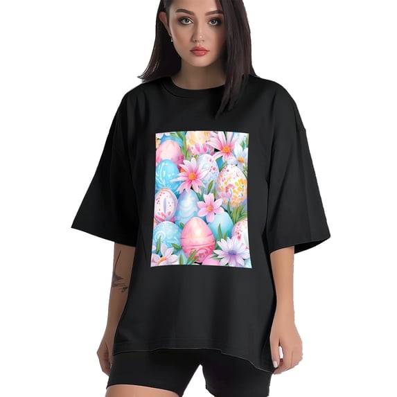 Plus Size Shirt for Women Black Tops for Women Short Sleeves Shirt for Women Easter 252 T Shirt Crewneck Shirt for Women XL