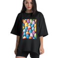 thumbnail image 1 of Plus Size Shirt for Women Black Tops for Women Short Sleeves Shirt for Women Easter Eggs (52) T Shirt Crewneck Shirt for Women M, 1 of 5