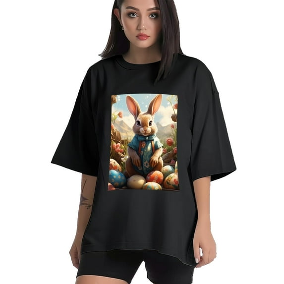 Plus Size Shirt for Women Black Tops for Women Short Sleeves Shirt for Women Easter T Shirt Crewneck Shirt for Women XL