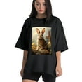 thumbnail image 1 of Plus Size Shirt for Women Black Tops for Women Short Sleeves Shirt for Women Easter T Shirt Crewneck Shirt for Women XL, 1 of 5