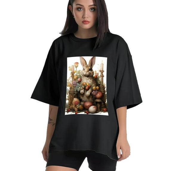 Plus Size Shirt for Women Black Tops for Women Short Sleeves Shirt for Women Easter T Shirt Crewneck Shirt for Women XL